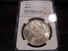 1886 MS65 Morgan Silver Dollar NGC Certified Gem - White/Toned-Color