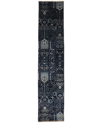2'0 X 9'9 ft Hand-Knotted Narrow Runner Rug Modern Wool Hallway Carpet