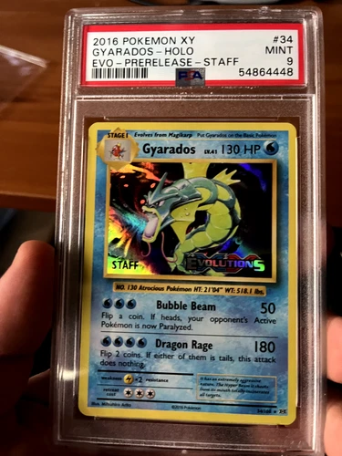 2016 POKEMON XY EVOLUTIONS GYARADOS PRE RELEASE STAFF HOLO PSA 9
