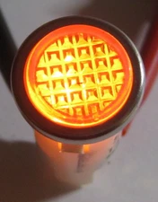 Amber w/ Steel Bezel Panel Mount Round Indicator Light - Solico 14V - 1 Watt