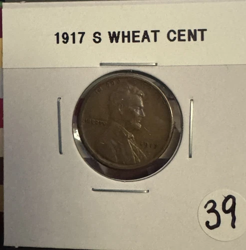 1917-S Lincoln Wheat Cent Extremely Fine XF Coin #39