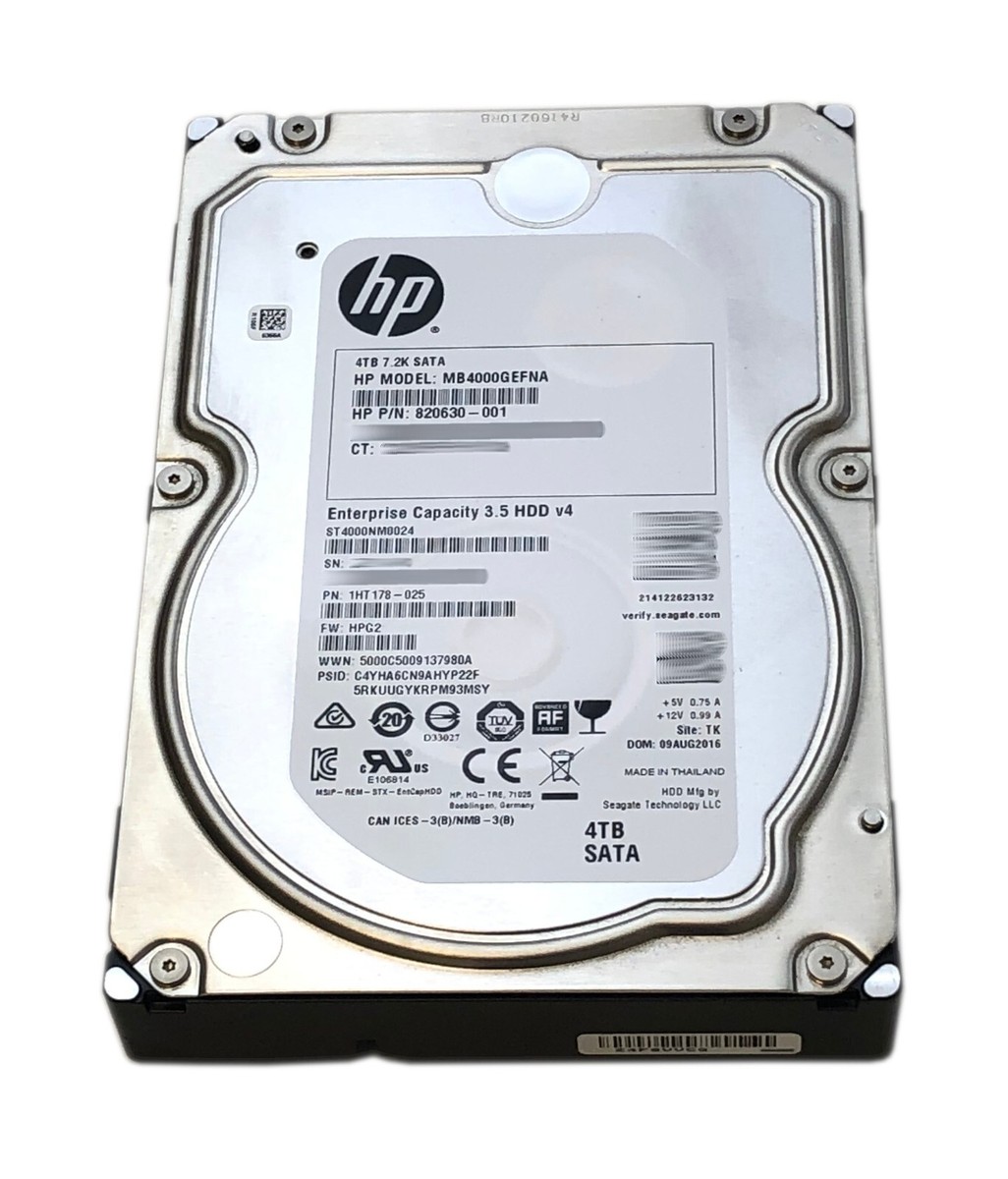 HP Seagate 4TB MB4000GEFNA ST4000NM0024 SATA 6Gbps 820630-001