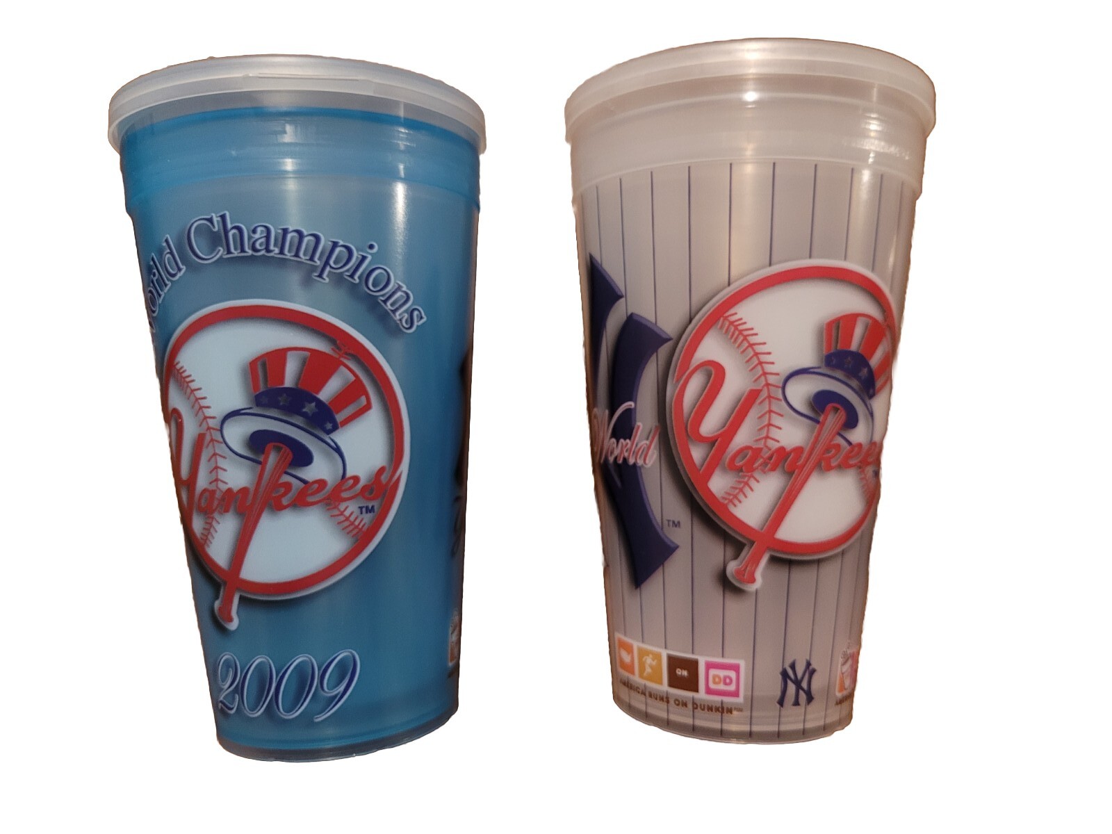 Lot of 2 New York Yankees Dunkin Donuts 2009 Champions Plastic Cups and