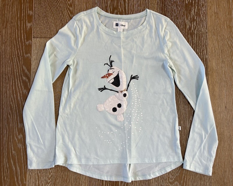 GAP Girls Disney Frozen Olaf Top Size Large EUC