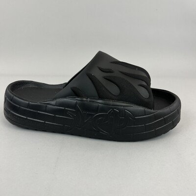 Akupunktur NYU schwarze Flamme Slipper Strand klobige Slide Flip Flop Sandalen UK6