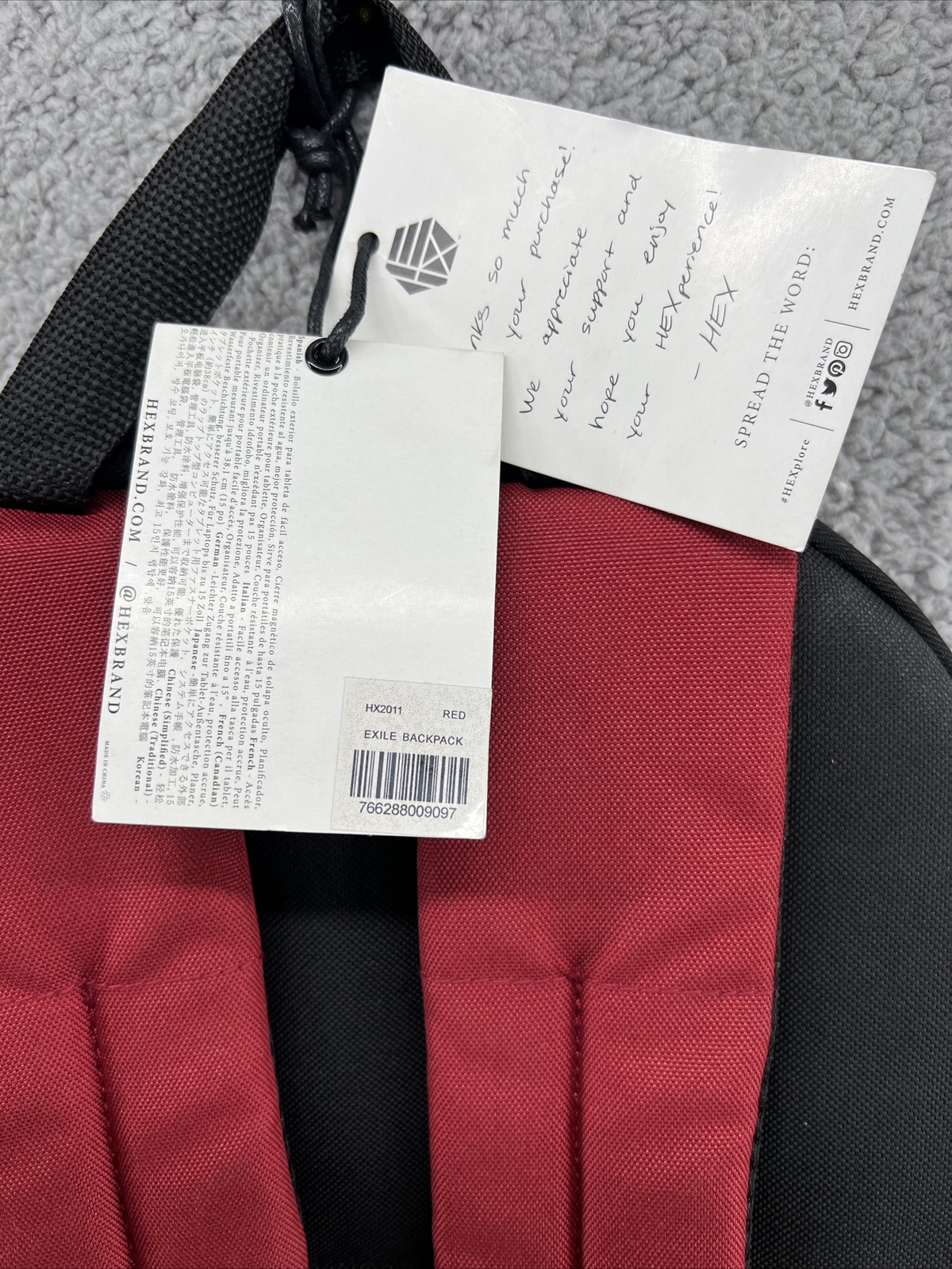 Hex (Red) Exile Backpack Laptop Backpack New