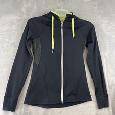 Kyodan Hoodie Women's Size S Black Green Hoodie Mesh Back Running Thumb Hole