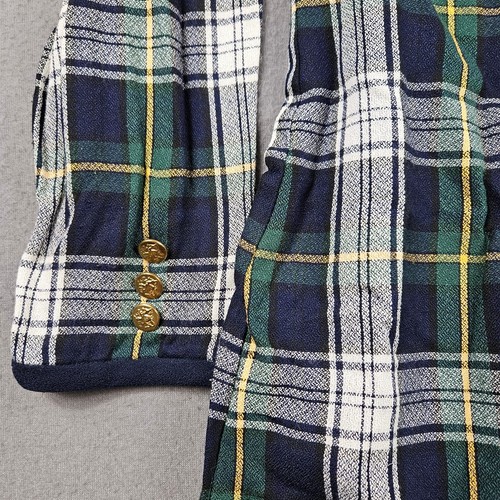 Vintage Talbots Dress Size 16 Plaid Pleated Skirt School Girl Green Rayon Wool - Picture 3 of 10