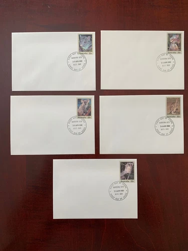 AUSTRALIA - 1980 - AUSTRALIAN FAUNA SET (5 ENVELOPES) - PSE - FIRST DAY OF ISSUE