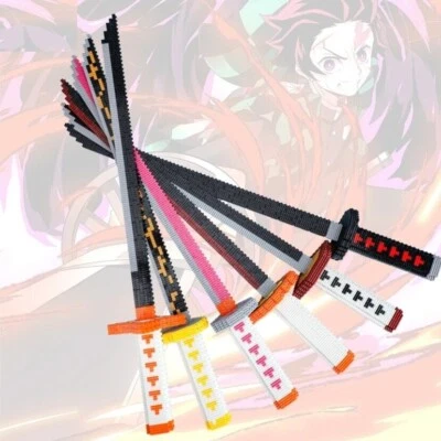 LINKGO Demon Slayer & One Piece Mini Sword 3D Puzzle Micro Connection Building Blocks