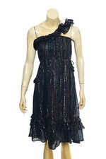 Ulla Johnson One Shoulder Dress XS Women Casual Metallic Striped Midi NEW 38968