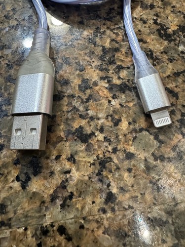 GLOW IN THE DARK light-up LED USB-A to 8 Pin Data iPhone Charging Cables - Picture 6 of 8