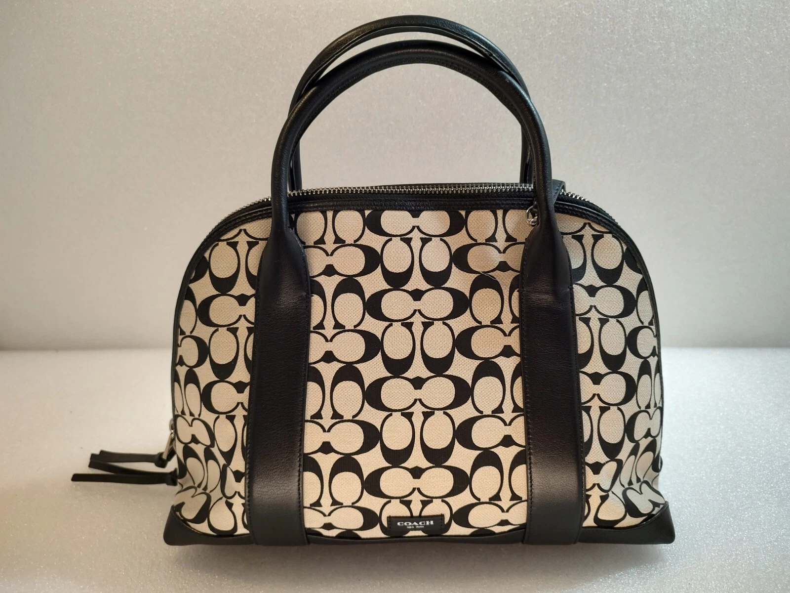 Borsa a mano Coach Bleecker Preston nuova con etichette beige chiaro nera F30160