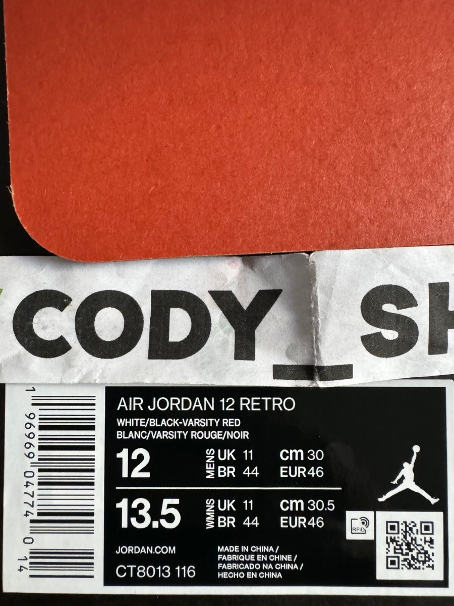ナイキ Air Jordan XII ホワイト/レッド サイズ8 Nike Air Jordan 12 Retro Cherry 2023 Sneakers Red OG CT8013