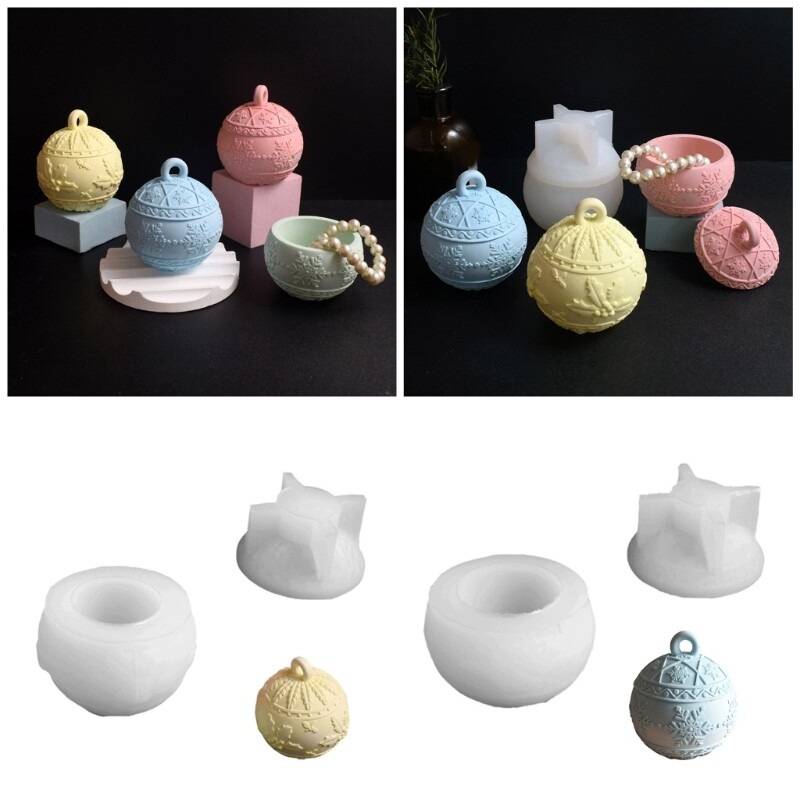 Round Embossed Silicone Jewelry Organizer Storage Box Mold  