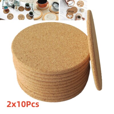 2x10pcs Round Cork Coasters 3.9'' for Cold Drinks Wine Glasses Plants Cups Mugs