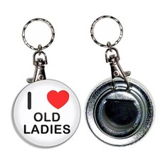 Heart Old Ladies I Love Heart Bottle Opener Round Key Ring (55mm)