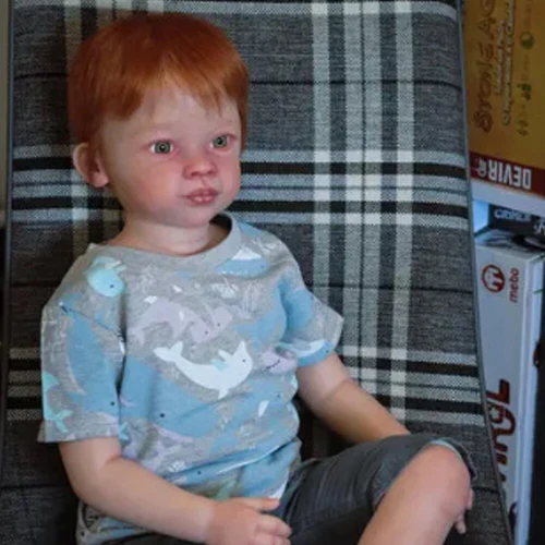 Reborn Baby Dolls 30 pollici realistico fatto a mano capelli corti arancioni rossi bambino ragazza ragazzo - Foto 3 di 5