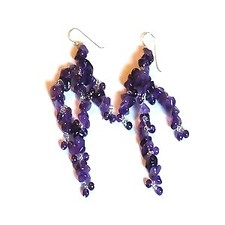 Sterling Silver Long Amethyst Dangle Earrings