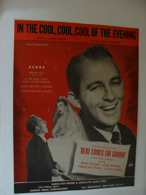 In Cool of Evening 1951 Hoagy Carmichael Bing Crosby Here comes the Groom Mercer