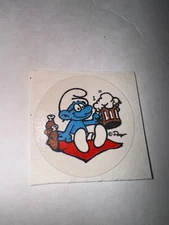 Vintage 1980s Peyo The Smurfs Root Beer Scratch and Sniff Peel Sticker