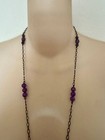 VINTAGE LONG STRAND PURPLE BEADS & CHAIN NECKLACE 40" / 20" Drop — photo 3