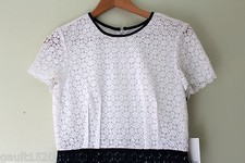 NWT Calvin Klein Beautiful Crochet Knit White Twilight Blue Cap Sleeve Dress 4