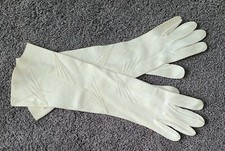 Vintage Womens Gloves Ivory Cream Pearl Stretch with pearl beads large