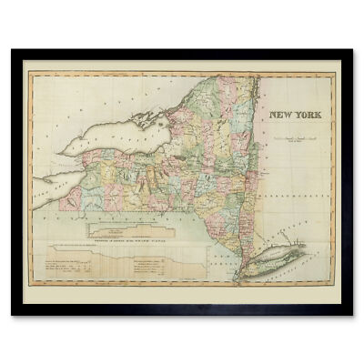 Colden 1825 Karte New York State USA Wandkunstdruck gerahmt 12x16
