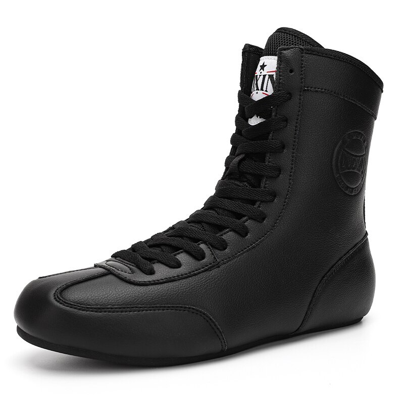 Male Professional Boxing Shoes Wrestling Leather High Top Fighting