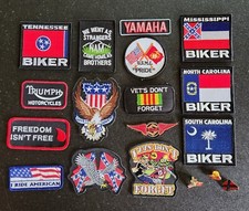 Lot Of 18 Pieces Embroidered Biker Motorcycle Jacket Vest Pins And Patches New