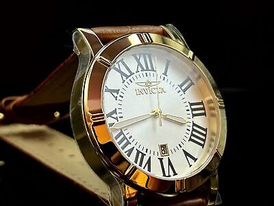 Invicta Specialty 13971 Gold Tone Case Brown Leather Strap Invicta Specialty 13971 Gold Tone Case Brown Leather Strap