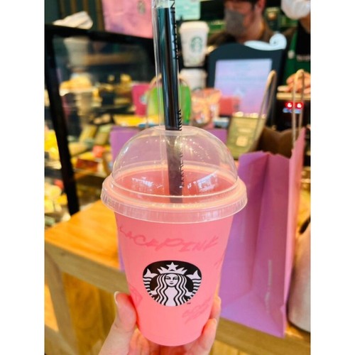 Blackpink Starbucks Reusable Cold Pink Cup 16 oz. Blink Dome Lid Straw 2023 NEW