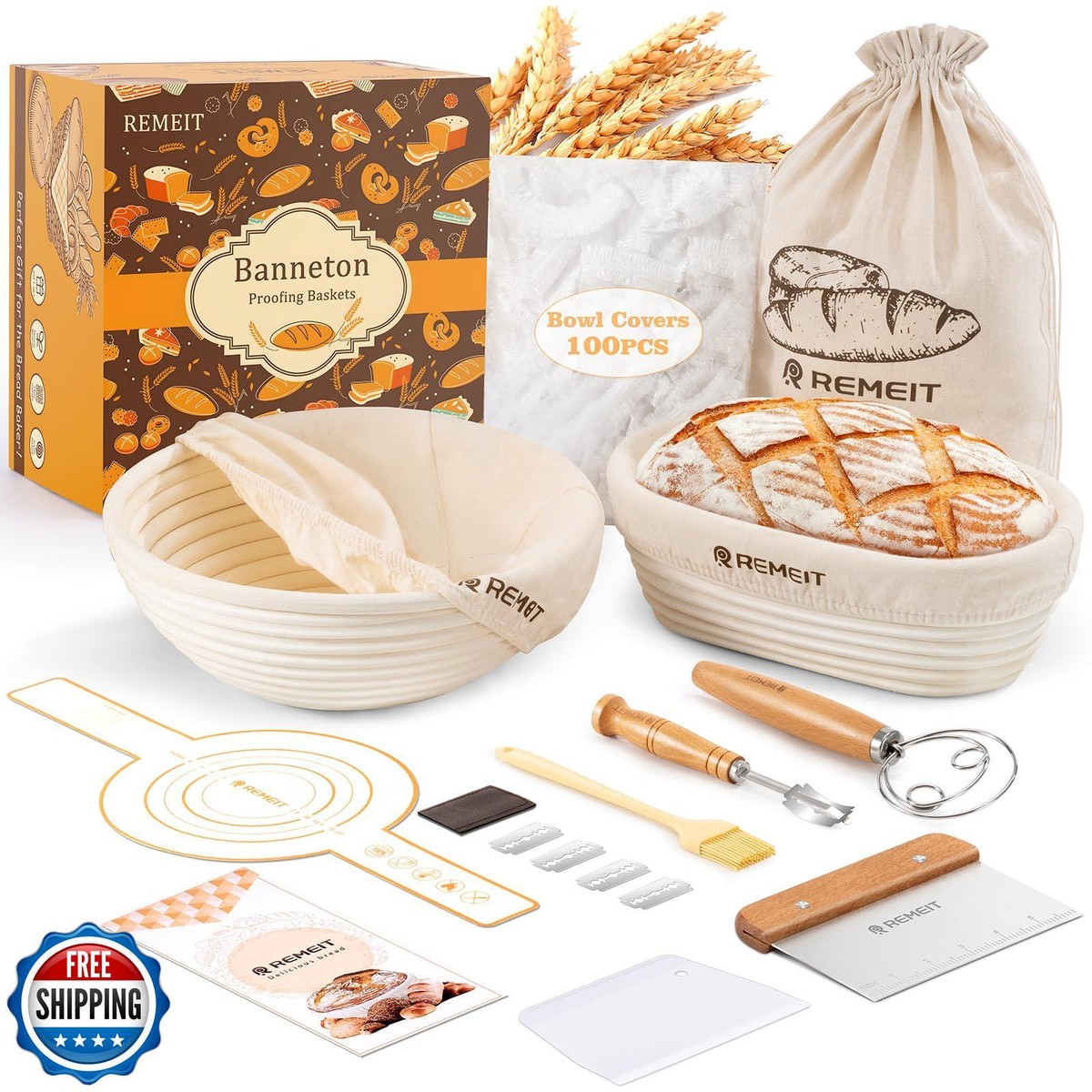 Artisan Bread Making Cotton Rope Bread Proofing Basket Set - Round ...