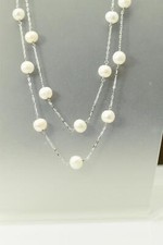 925 Sterling Freshwater Cultured Pearl 48" Station Necklace 33.4 Grams NEC5638