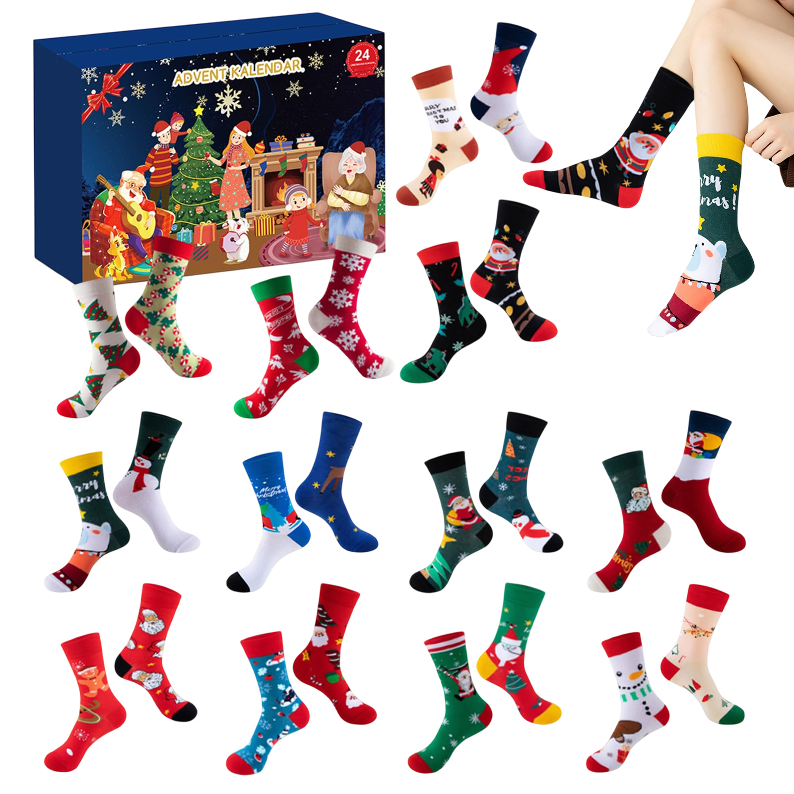 Socks Advent Calendar Christmas Advent Calendar 24 Days Cotton Socks-image