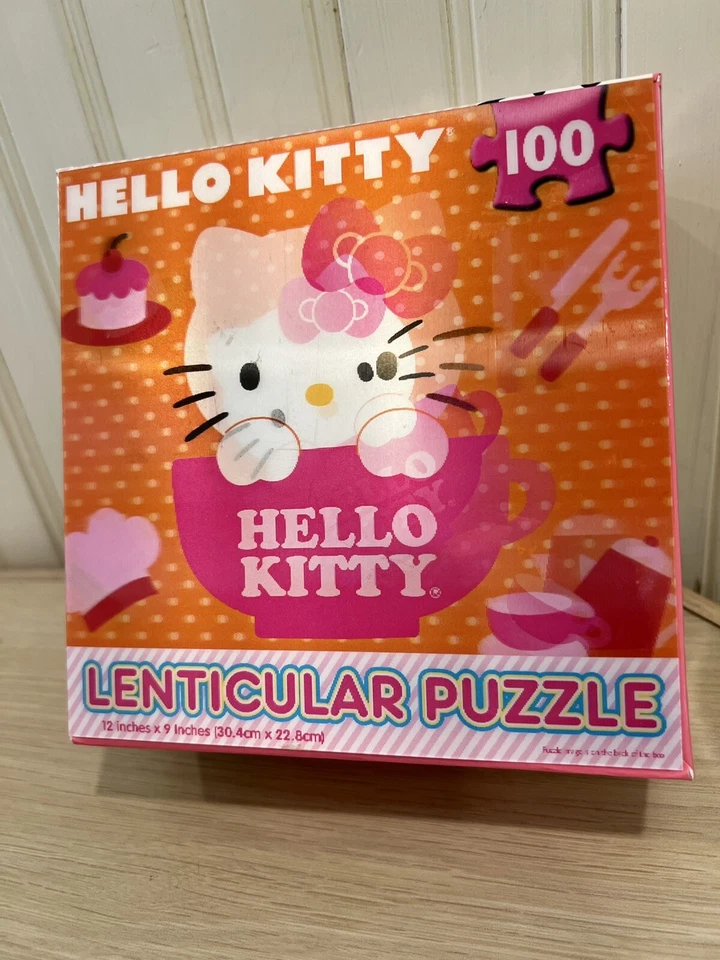 Hello Kitty новый линзовидный пазл 100 шт. 12 «x 9» запечатанный - Изображение 4 из 4