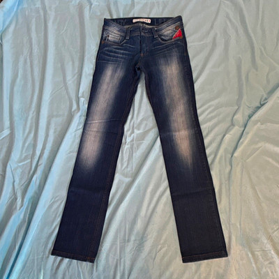 Hurley Women s Skinny Blue Cotton Denim Jeans Dark Wash Mid Rise 5-Pocket
