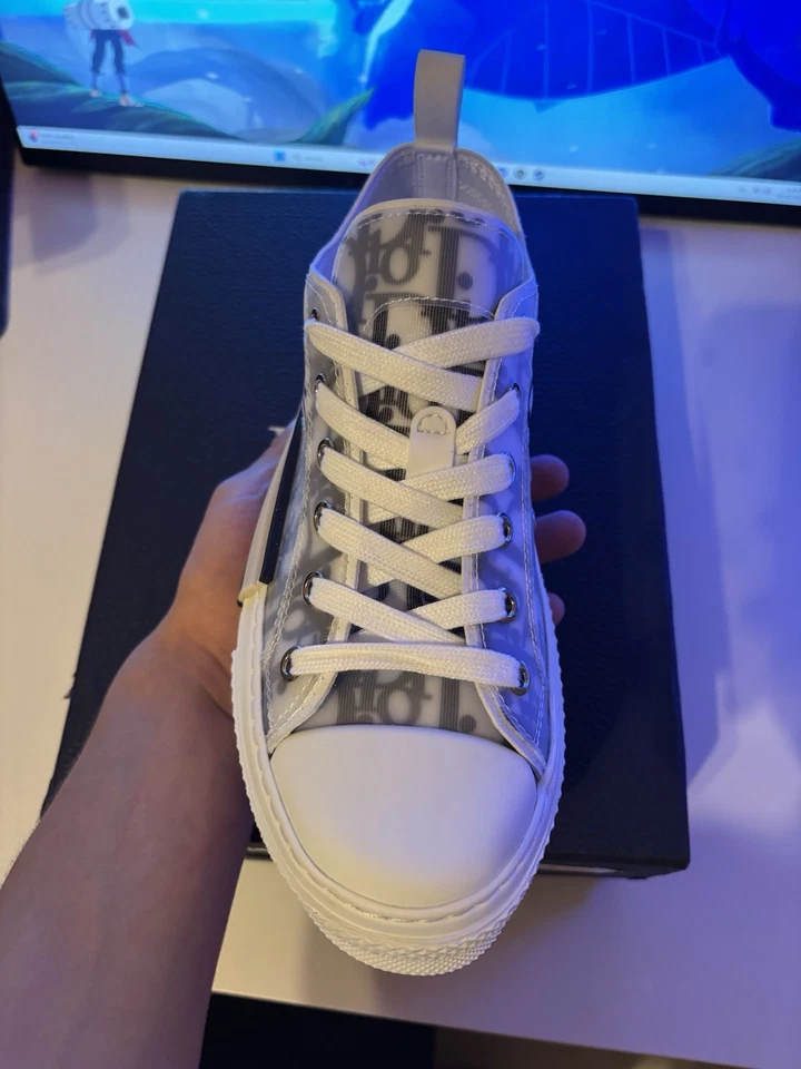 Dior B23 League Low Top Sneaker White/Black, Oblique Canvas, Size 7 - Image 3 of 4