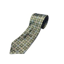 Jos A Bank Signature Collection Mens Silk Tie Italy Geometric Olive Gold Blue