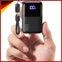 Powerbank 10000Mah Ultra Mini 45W Schnellladen Mit Usb C Kabel Flugtauglich FüR