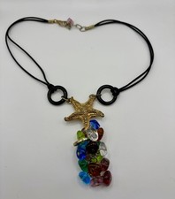 Antica Murrina Murano Glass Beaded Necklace Gold Tone Starfish Pendant Italy VGC