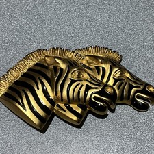 VTG Doreen Ryan Gold Tone Black Enamel Zebra Buckle Fits 1,25 Inches Belt