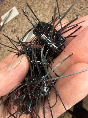 Fuzzy Black Dice with Glitter and Black wigglers. 5 pack Bin 20