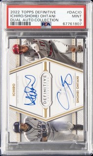 2022 TOPPS DEFINITIVE DUAL AUTO COLLECTION ICHIRO SHOHEI OHTANI 2/10 PSA 9 AUTO
