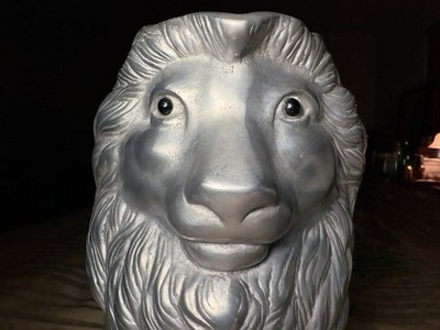 VTG  Arthur Court Safari Lion Pitcher Aluminum Hollowware signed by Elena Court 