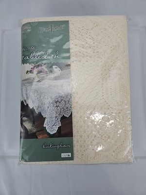 Home Trends Buckingham Lace Table Cloth Oblong 60 X 86'' Ivory New