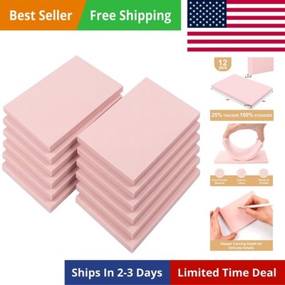 12pcs 4''x6'' Pink Rubber Carving Blocks Linoleum Block Stamp Making Kit