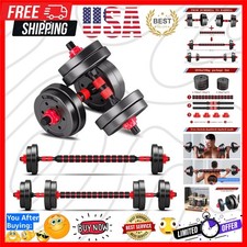 Adjustable-Dumbbells-Sets,Free Weights-Dumbbells Set of 2 Convertible To Barb...