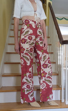 Zara linen-blend floral printed wide-leg high-rise pants, S, excellent